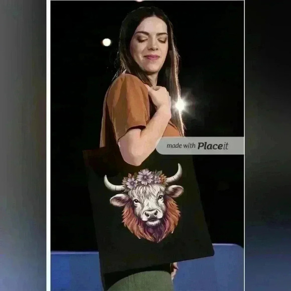 natalythyme Handbags - Highland cow country chic canvas recycled tote bag